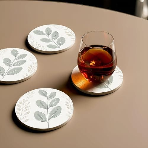 VEYRO Ceramic Coasters Set of 6 – Absorbent Stone Drink Coasters with Holder, Non-Slip Cork Backing, Modern Marble Look Coasters for Coffee Table, Desk & Home Decor thumbnail 3