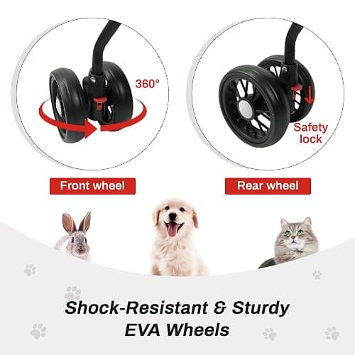 Tokenkuko Pet Stroller,3-in-1 Folding Dog Stroller,Multifunction Dog Cat Jogger Stroller,4 Wheel Foldable Pet Stroller with Detachable Carrier Storage Basket&Storage Bag for Medium Small Dogs Cats thumbnail 5