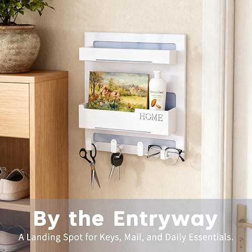 KEYCHAD Bedside Shelf for Dorm Bed & Small Spaces - No Drill Floating Wall Organizer, Wall Mounted Bed Shelf Storage, Dorm Room Essentials for Girls, Cute Storage Decor for Bunk Bed, Small Room thumbnail 8