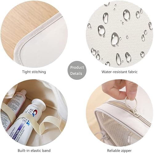 IMCUZUR Hanging Travel Toiletry Bag for Women, Water-resistant Makeup Bag Cosmetic Organizer for Traveling Accessories Toiletries (Beige) thumbnail 6