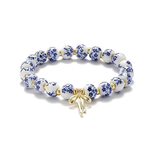 Beads Bow Charm Bracelet for Women Flower Vintage Bracelet Handmade Stretch Beaded Dainty Romantic Jewelry Gifts thumbnail 3