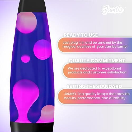 JAMBO 16" Beautiful Lamp- Purple with White/Pink Wax, Relaxing Liquid Lamp for Living Room Office Bedroom Adults Teens Kids, Magma Light, Night Light Nightlight, Home Decor thumbnail 2