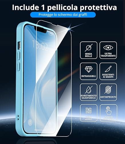 Vansdon Cover Magnetica per iPhone 13/14 con 1 Pezzi Vetro Temperato, Compatibile con Magsafe, Protezione anticaduta di livello militare, Custodia Traslucida Opaca Sottile Antiurto-Azzurro chiaro thumbnail 8