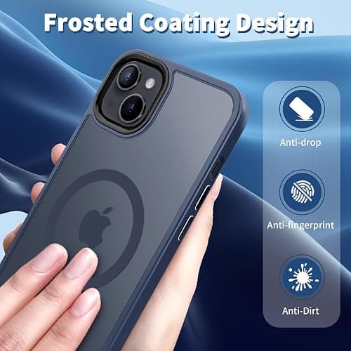 CACOE Magnetic Case for iPhone 13 & iPhone 14 6.1 inch-Compatible with MagSafe & Magnetic Car Phone Mount,TPU Thin Phone Cases Cover Protective Shockproof Anti-Fingerprint(Dark Blue) thumbnail 4