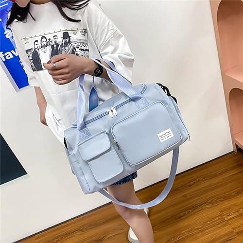 Small Gym Bag for Women, Travel Duffle Bag Carry On Weekender Bag with Shoe Compartment thumbnail 8