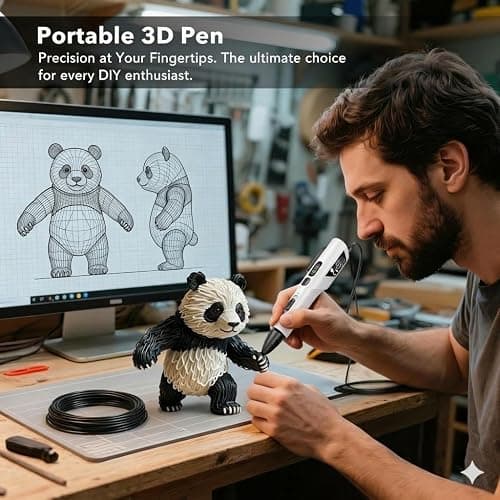 LinkSpoX 3D Printing Pen Kit, 3D Printer Pen with Adjustable Temperature,Stepless Speed, PLA/ABS Compatible 3D Drawing LCD Display, for Creative Art, DIY Projects,White thumbnail 8