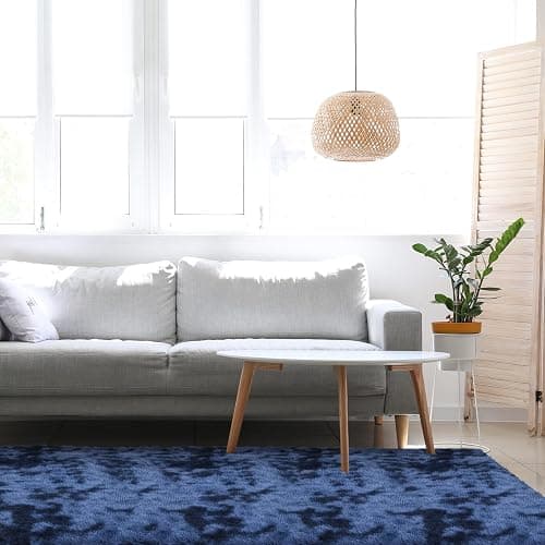 duduta Navy Blue Fluffy Bedroom Rug 3x5 ft, Tie-Dye Shag Plush Area Rug for Nursery Playroom Dorm Living Room Decor thumbnail 9