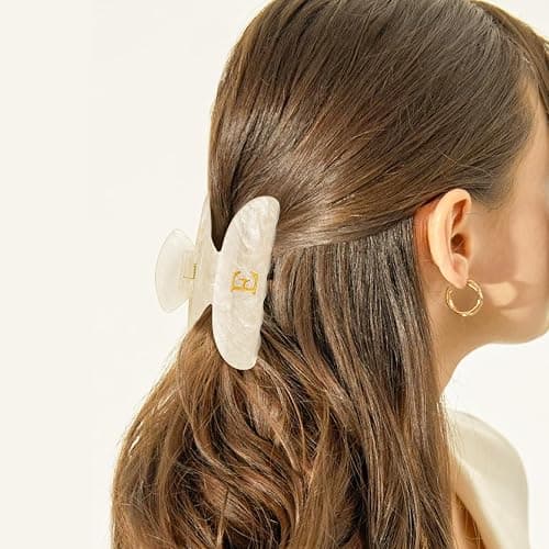 Fycert Gifts for Women Teen Girls,Medium Initial Hair Clips - Gold,A | Personalized Strong Hold Claw Clips – Great for Updo,Half Up Hairstyle – Daily Hair Accessories,Birthday Bridesmaid Gift thumbnail 4