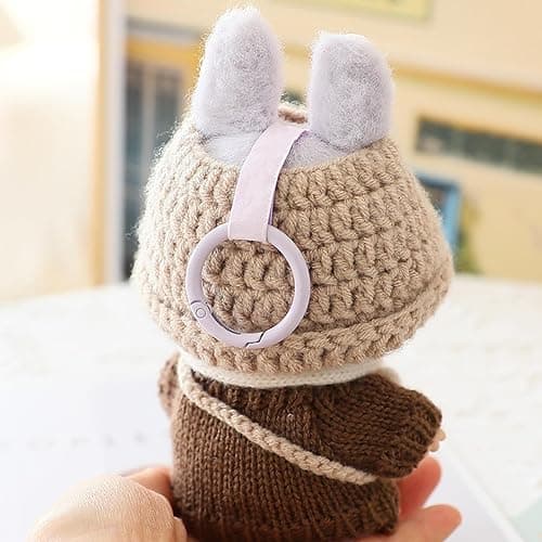 Clothes for Labubu(NO Doll) , Handcrafted Crochet Set for Labubu Clothes 15cm/17cm Doll, Premium Doll Outfit with Accessories, Stylish Doll Clothes for Labubu Accessories(Knitted) (Kakhi) - Kakhi thumbnail 6