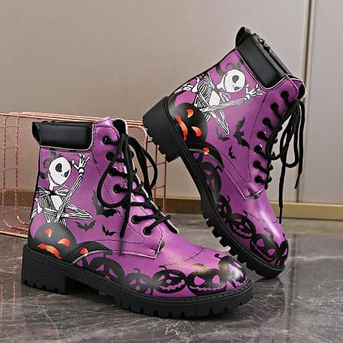 Ulalaza Women's Goth Platform Ankle Boots with Bat Wing Buckles Chunky Block Heels Round Toe Zipper Punk Motorcycle Combat Boots Comfy Short Gothic Booties thumbnail 5