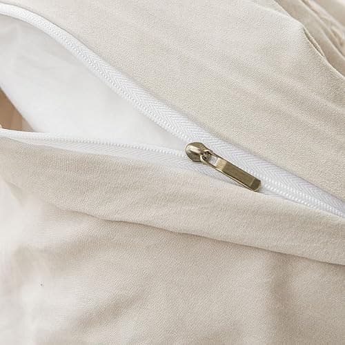 CCoutueChen Beige Ruffle Duvet Cover Twin 2Pcs Ruffled Duvet Cover Set Cottagecore Frilly Bedding Set 100% Washed Microfiber Shabby Chic Farmhouse Bedding with 1 Pillowcase(No Comforter) thumbnail 7
