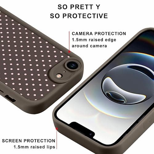 Zrutru Cute Polka Dots Case for iPhone 16e/iPhone 17e 6.1",Aesthetic Classic Pink Polka Dot Trendy Fashion Design Cases for Girls Women Men,Brown Slim Shockproof Protective Cover for iPhone 16e thumbnail 2