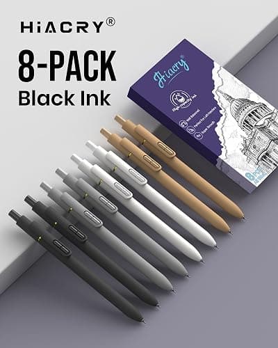 Hiacry 8 Pcs Gel Pens - 0.7mm Medium Point Smooth Writing Black Ink, Quick-Dry Long Lasting Fidge Pens, School & Office Supplies for Men Women - Classic-0.7mm-Black Ink thumbnail 8