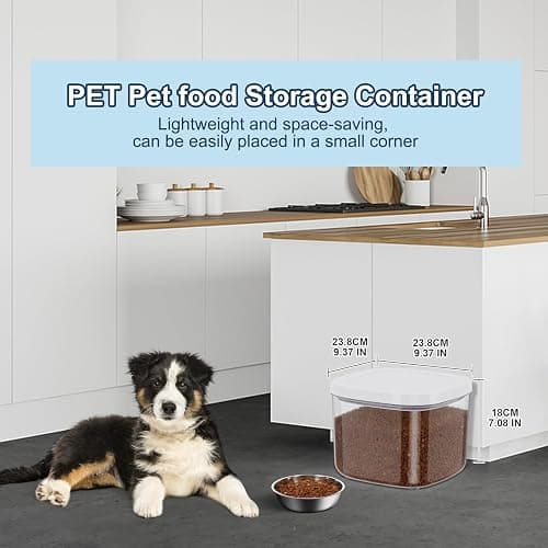 LEAWALK 5-8Lbs/5.28Qt/5L Airtight Dog Cat Food Storage Container and Pet Storage Bin BPA-Free. PET Clear Stackable Dog Treat Containers for Pet Food/Rice/Dry/Cereals/Flour/Sugar/Bread, etc (Medium thumbnail 2