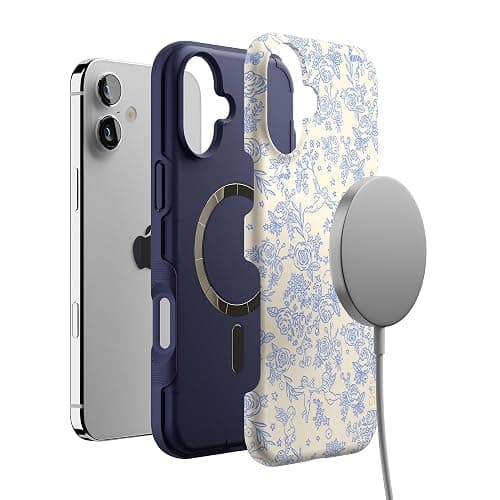 Casely iPhone 16 Case | Cupid's Canvas | Periwinkle Floral | Bold Protective Design | Compatible with MagSafe thumbnail 4