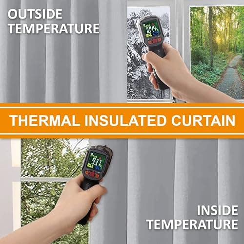 Hachette Thermal Blackout Curtains Eyelet Ring Top Including Pair of Tiebacks (Silver Grey, 46" x 54") thumbnail 4