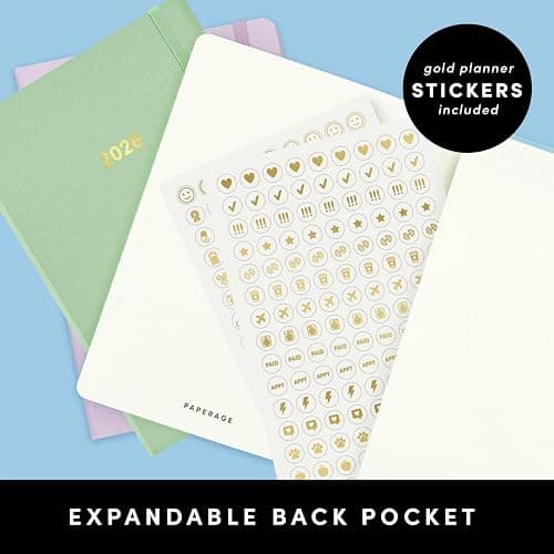 PAPERAGE 2026 Weekly & Monthly Planner, 12 Months (January 2026 - December 2026), 5.6 in x 8 in, Hardcover 2026 Planner with Weekly & Monthly Spreads, Note Pages, Stickers & Back Pocket – Black thumbnail 5