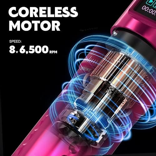 WORMHOLE PRO 7 Adjustable Strokes Tattoo Gun VIRGO Wireless Tattoo Machine with Coreless Motor 1,800 mAh Capacity Replacement Power Supply Digital LED Display Tattoo Pen for Artists CHKP15-A thumbnail 3