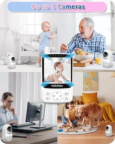 HelloBaby Baby Monitor,29-Hour Battery Life,Upgrade Baby Monitor with Camera and Night Vision,No Wifi,355°/120° Remote Pan Tilt Camera 2x Zoom, ECO Mode,2-way talk,Up to 1000ft,Temperature - HB6240 thumbnail 9