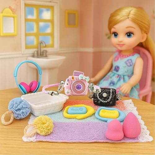 116Pcs Dollhouse Mini Accessories Set - Makeup Tools Bathroom Toiletries Handbag for DIY Micro Scene Decoration Simulation Shampoo Hair Dryer Cosmetic Brush for Bedroom Girl Novelty Toy Jewelry Box thumbnail 8