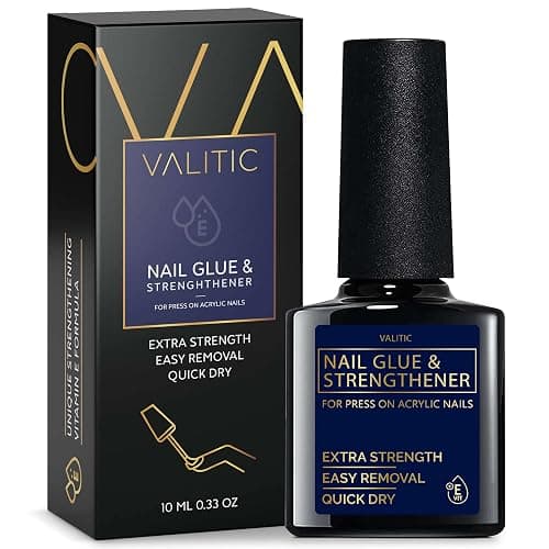 Valitic Strong Nail Glue and Strengthener - Quick Dry Brush On Gel for Long Lasting Nails - Adhesive Bond for False Nails - Strengthener for Nail Tips - 1 PACK - Image 1
