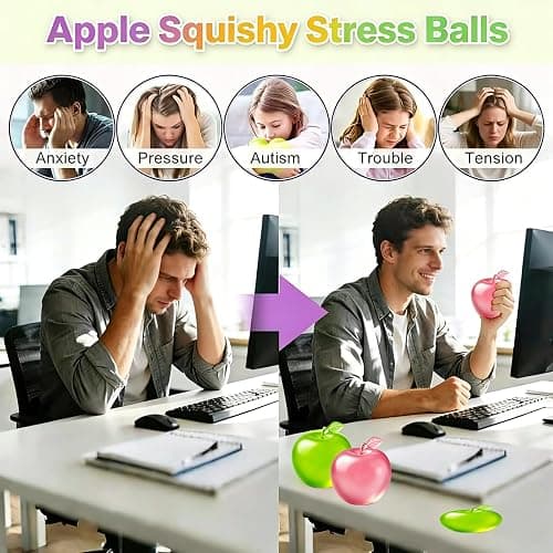 2PCS Apple Squishy Toys, Slow Rising Squishy Fidget Toys, Sugar Squish y Apple Fidget Squish y Fruit Squish y Sensory Toy Gift for Kids Adults thumbnail 4