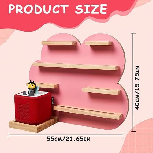 Gieanoo Large Cloud for Tonie Shelf, Wall Shelf for Toniebox 2 & Toniebox 1 | Pink Wood Tonies Shelf Storage, Large Tonie Display, Tonie Figures Organizer Compatible Charging Station for Children Room thumbnail 3