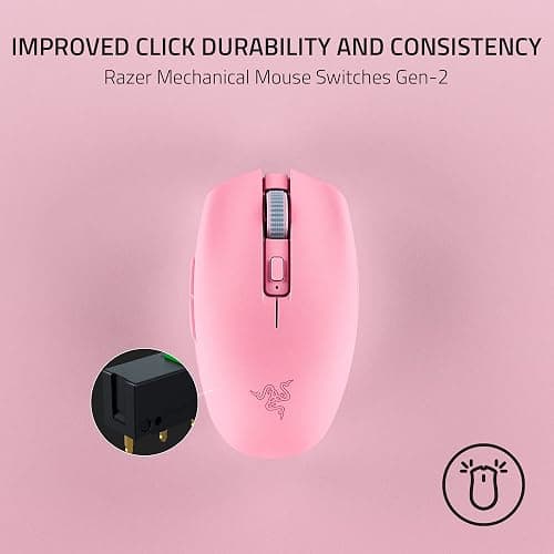 Razer Orochi V2 Mobile Wireless Gaming Mouse: Ultra Lightweight - 2 Wireless Modes - Up to 950 Hr Battery Life - Mechanical Mouse Switches - 5G Advanced 18K DPI Optical Sensor - Quartz Pink thumbnail 5