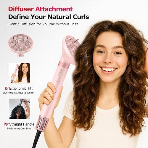 5 in 1 High-Speed Hot Air Styler - Professional Frizz-Free Hair Dryer Brush, Fast Drying Hair Dryer with Diffuser, No Heat Damage Air Styler Wrap - Curl, Volumize Gift for Women thumbnail 2