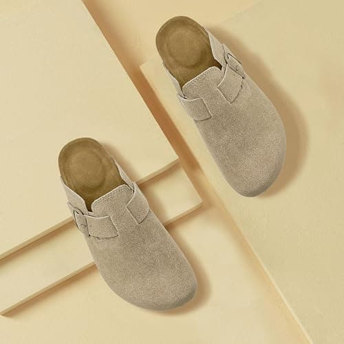 xinlanlin Kids Suede Clogs Boys Girls Sandals Cork Footbed Toddler Slip-on Slippers Indoor Outdoor Cute Sandals Classic Adjustable Buckle thumbnail 3