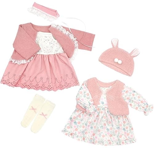 Doll Clothes for 18-20 Inches 43-50cm Baby Dolls, 2 packs Dress Outfits with Hat (Not Include Doll) - Image 1