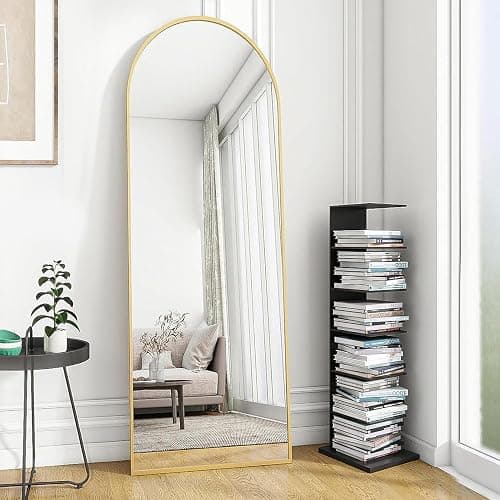 OGCAU Floor Mirror Full Length, 56"x20" Arched-Top Full Body Mirror, Hanging or Leaning, Standing, Wall Mirror with Aluminum Frame for Bedroom Living Room, Gold thumbnail 4