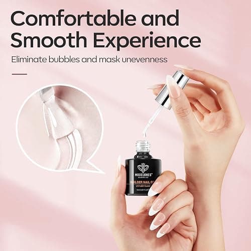 modelones Builder Nail Gel, 2 Pcs Clear and Cover Nude Builder Nail Polish, 8-in-One Apex Building Thickening Strengthener Extension Rubber Color Base Gel for DIY Home Salon Gifts LED Lamp Cured 10ml thumbnail 7