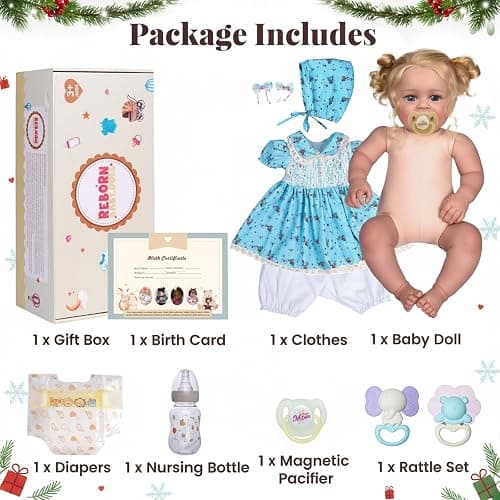 JIZHI Lifelike Reborn Baby Dolls - 18 Inch Realistic-Newborn Baby Dolls Blond Girl Handmade Real Life Baby Dolls with Clothes for Kids Age 3+ thumbnail 6