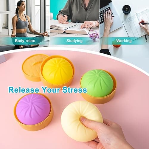 Dumpling Squishy, Mystery Squishy Dumpling Box, Fidget Toys Adults & Teens, Easter Basket Stuffers, Stocking Stuffers, Sensory Stress Ball Squeeze Toys for Stress Relief (White) thumbnail 7