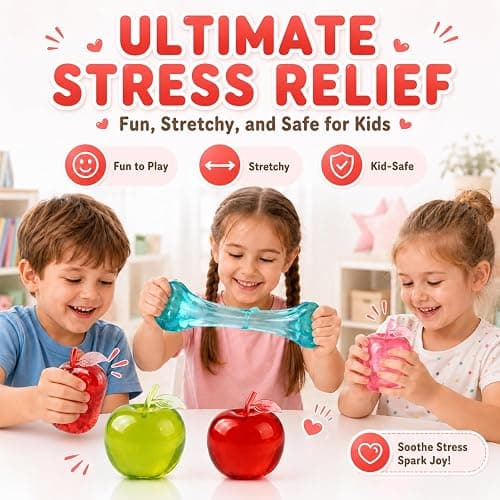 Apple Squishy,Pink Apples Squishy Shaped Stress Balls,Slow Rebound Clear Fruit Squeeze Fidget Toy Anxiety Relief Soft Stress Ball Pinch Sensory Toy (Pink) thumbnail 3
