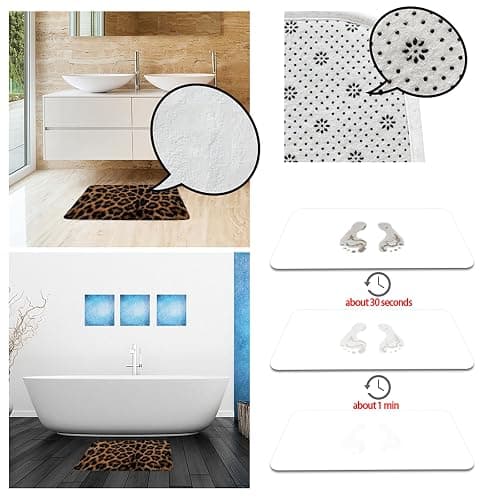 DSMEUE Leopard Print Bath Mat Brown Black Cheetah Animal Wildlife Vintage Bathroom Kitchen Toilet Rugs,18x30 Inch(Low Pile) thumbnail 4