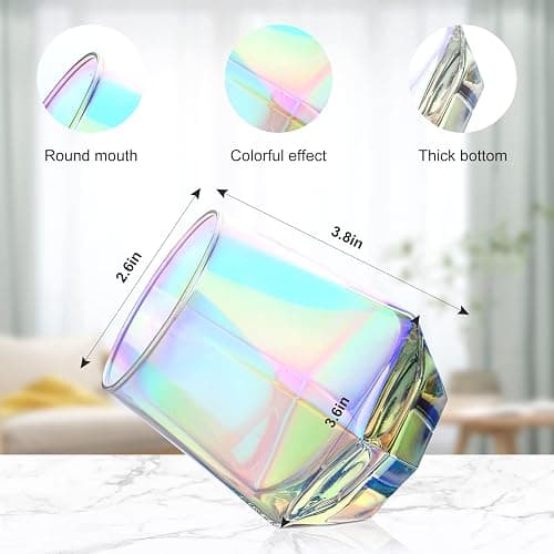 DIEWEISIMI Stemless Wine Glasses Set of 4, Modern Rainbow Diamond Wine Glass, Lead-Free Premium Crystal Iridescent Wine Glasses Set for Daily Use Wedding Anniversary or Birthday Gift thumbnail 3
