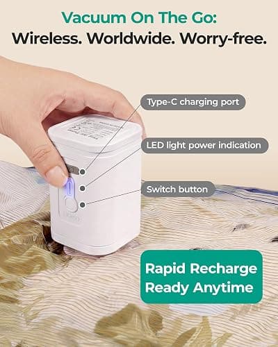 BAGSMART Travel Vacuum Bags with Rechargeable Electric Pump, 18PC Kit | Heavy-duty PA+PE material, Bonus Shoe, Laundry & Toiletry Bags, Save 80% Space Ideal for suitcase packing, travel & home. thumbnail 3