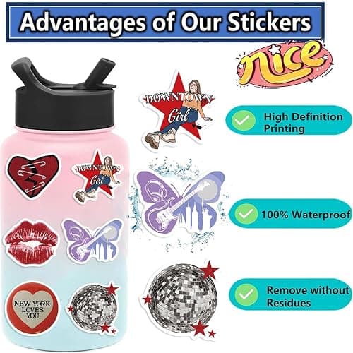 Lilbitty Y2K Girls Sticker Pack, 50 Stück Süße Sticker Set Für Laptop, Gitarre, Koffer, Auto Und Mehr, wasserdichte Vinyl Cute Stickers Für Kawaii Deko thumbnail 5