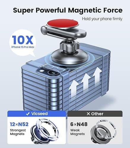 VICSEED Tesla Phone Mount【Strongest Magnet Power】 Foldable Hidden Tesla Phone Holder Fit for All Phones, Tesla Model 3/Y/Cybertruck Accessories, Tesla Model 3 Model Y for MagSafe Car Mount - Blue thumbnail 4