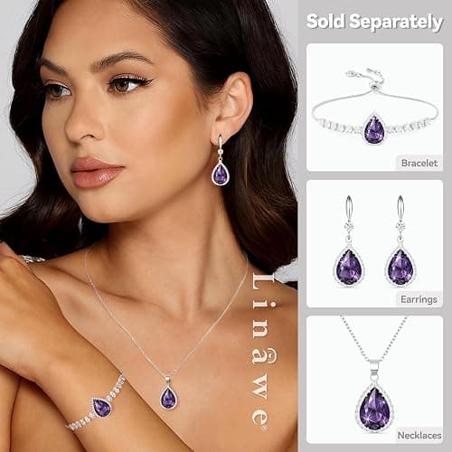 Linawe Imitation Diamond Dangle Earrings for Women Trendy, Rhinestone Drop Chandelier Earrings, Teardrop Crystal Cubic Zirconia Wedding Jewelry Set, 14K Gold/Rose Gold/Silver Tone thumbnail 3