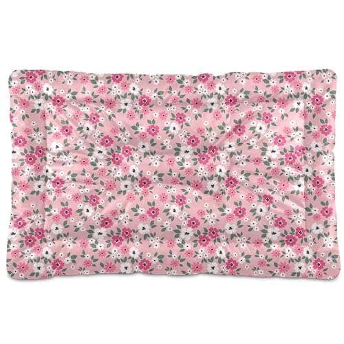 Coikll Pink Floral Pet Bed Pad Soft Dog Bed Mat with Anti-Slip Bottom, Machine Washable Crate Pad Mattress for Dog Sleeping - Image 1