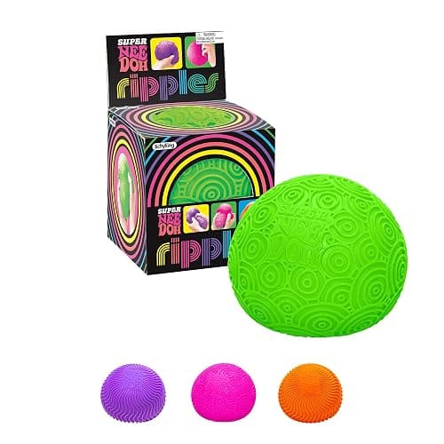 Schylling: Ripples Super NeeDoh - Surprise Style! (1) 4.25" Toy in Assorted Neon Colors & Textures, Doh-Filled, Stress Reliever, Squish-Squeeze-Pull - Image 1