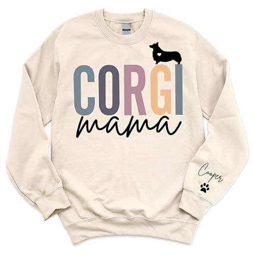 MY4LOVE Custom Dog Mama Embroidered Crewneck Sweatshirt With Names On The Sleeve, New Dog Mom Gifts, Dog Lovers Sweatshirt - Image 1