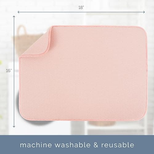 S&T INC. Dish Drying Mat XL, 18” x 24”, Absorbent Microfiber Kitchen Counter Mat, Drying Pad for Dishes, Utensils, Pots and Pans, Extra Large, Diamond Texture, Pink thumbnail 3