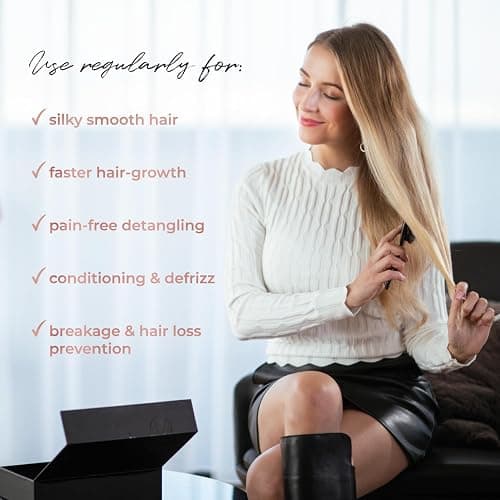 MISEL Professional Boar Bristle Hair Brush for Women and Men | Detangles All Natural Hair Types and Extensions | Reduces Breakage | Great for Wavy and Straight Hair | Salon-Approved | Medium | Professional, Medium, Extensions, Salon-Approved thumbnail 4