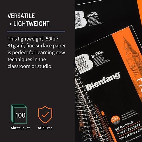 Bienfang Sketch Pad 8.5x11 Inch, (2-Pack) 100 Sheets of 60lb 90gsm Art Paper, Spiral Bound Sketch Book Drawing Notebook thumbnail 2