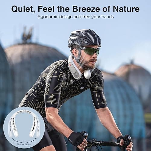 Hotsales Neck Fan, Hands Free Bladeless Neck Fans Portable Rechargeable, 6000 mAh Battery Operated Wearable Personal Fan, Cooling Neck Fan, 3 Speeds, USB Fan Gifts for Men, Women, Travel, Outdoor thumbnail 7