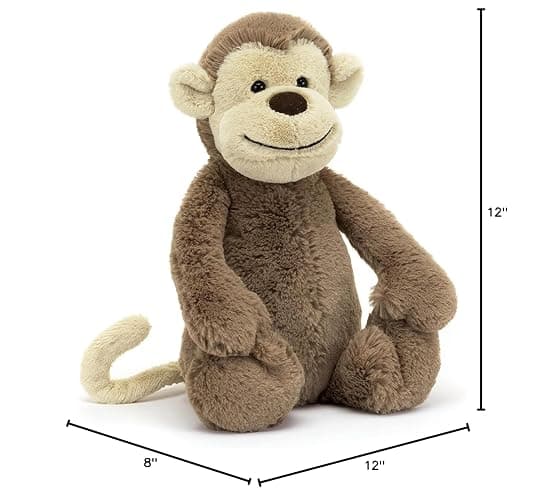 Jellycat Bashful Monkey Stuffed Animal, Medium 12 inches - Monkey Plush Toy - Classic Children's Gift thumbnail 2